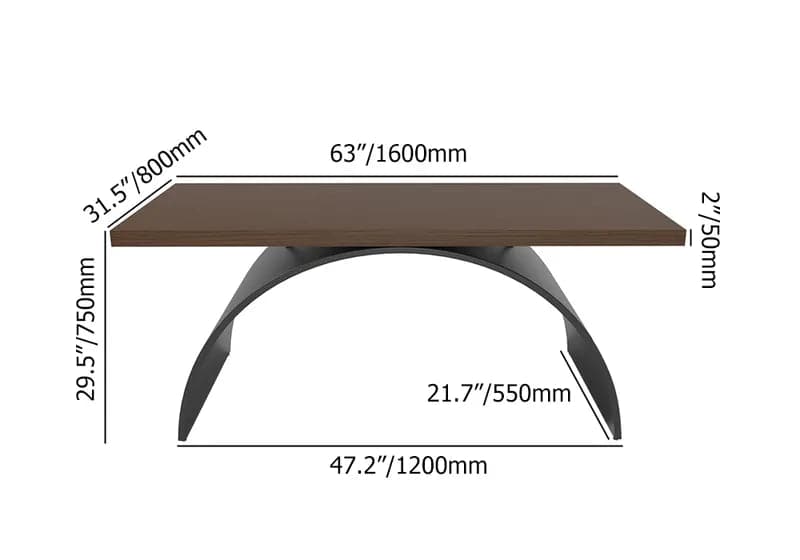 Industrial Rectangular Writing Desk Solid Wood Metal Base Office Desk#M