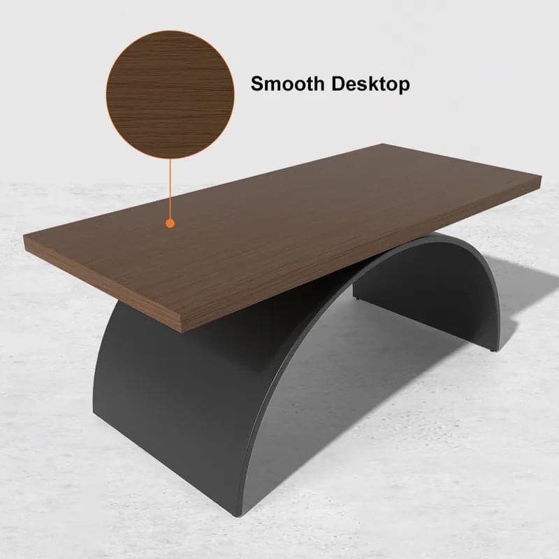 Industrial Rectangular Writing Desk Solid Wood Metal Base Office Desk#M