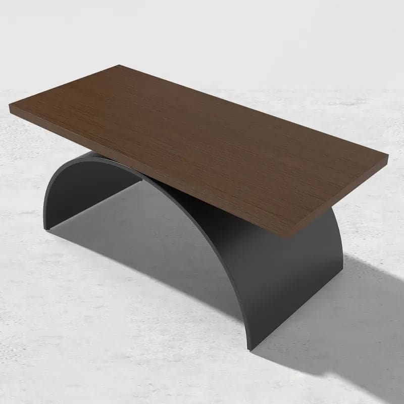 Industrial Rectangular Writing Desk Solid Wood Metal Base Office Desk#M