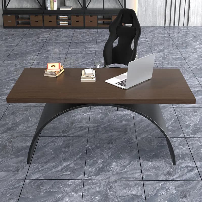 Industrial Rectangular Writing Desk Solid Wood Metal Base Office Desk#M