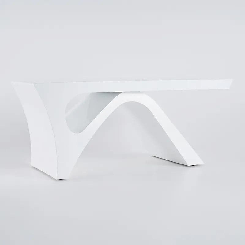 Modern White&Black Computer Desk Rectangular Office Desk with Pedestal Base#White-M