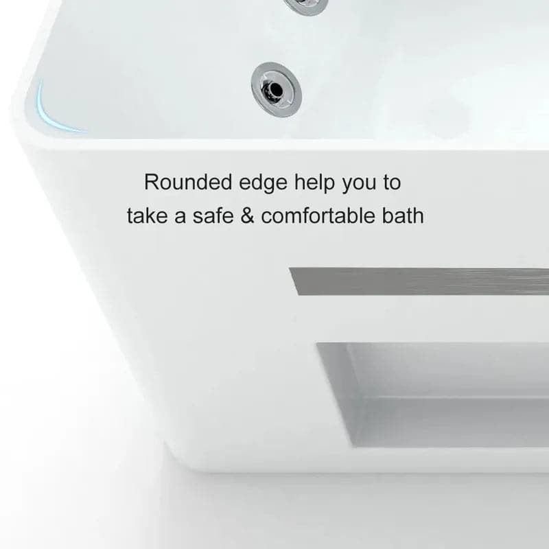 60 Modern Acrylic Rectangular Whirlpool Water Massage Bathtub in Chromatherapy LED#M