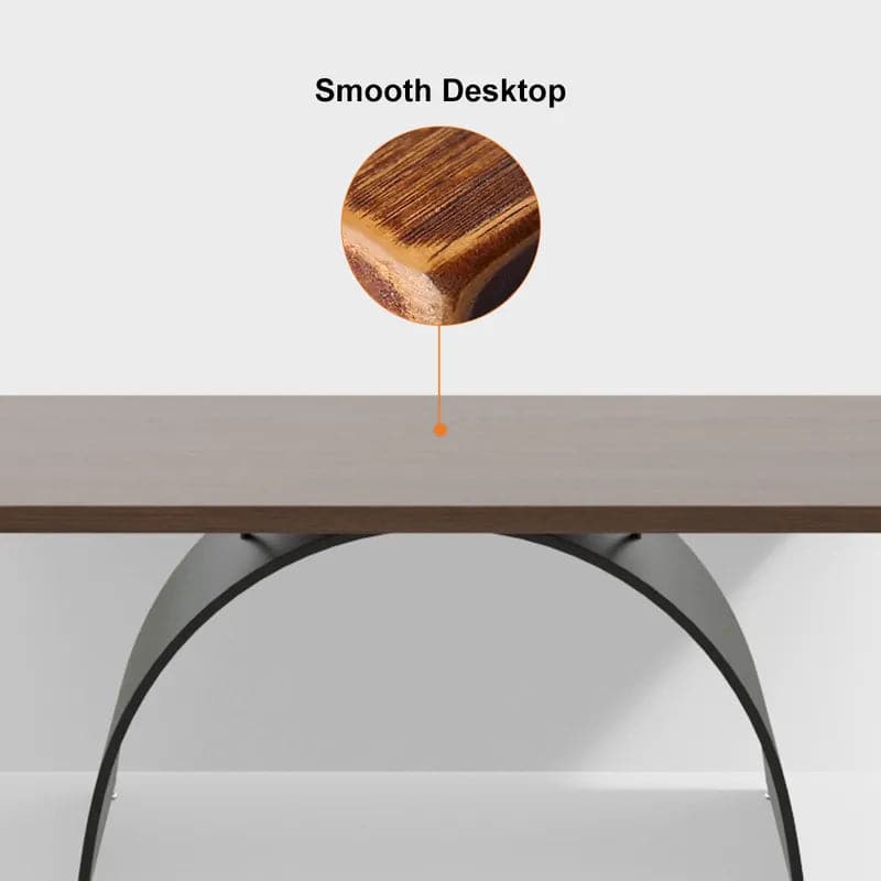 Industrial Rectangular Writing Desk Solid Wood Metal Base Office Desk#L