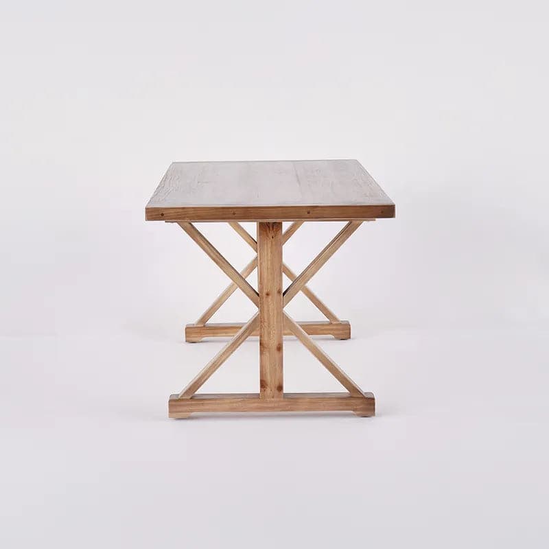 Rustic Farmhouse Wooden Office Desk in Natural with Trestle#Natural-L