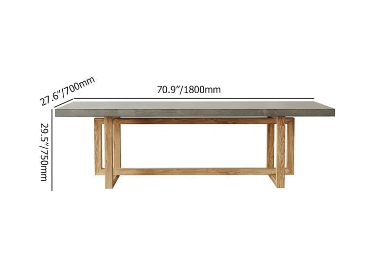 Table de salle à manger rectangulaire en bois gris béton de 63 po