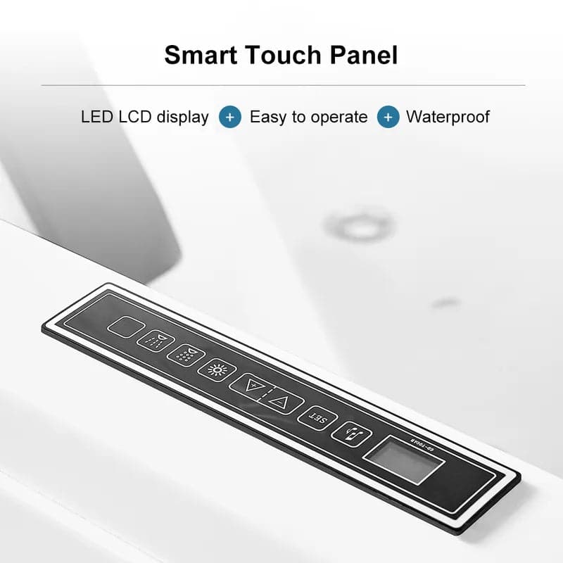 Baignoire d'angle moderne en acrylique de 71 pouces, bain à remous avec massage à l'air, baignoire à tablier à 3 côtés en LED de chromothérapie blanche