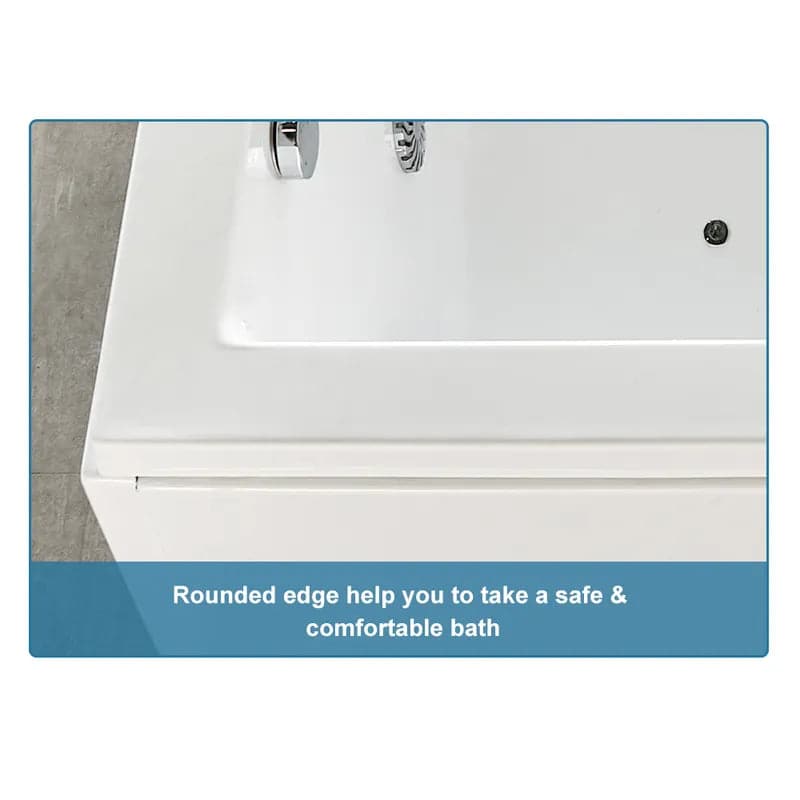 Baignoire d'angle moderne en acrylique de 71 pouces, bain à remous avec massage à l'air, baignoire à tablier à 3 côtés en LED de chromothérapie blanche