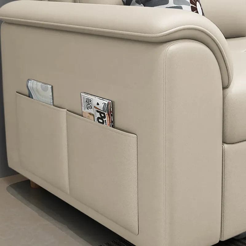 74 Inches Beige Full Sleeper Convertible Sofa with Storage & Pockets Sofa Bed