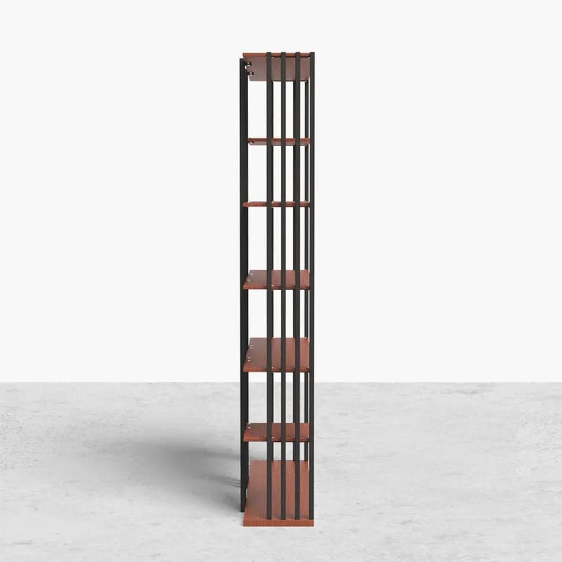 Industrial Black Walnut Etagere Bookshelf Display Shelving Tall Book Shelf in Steel
