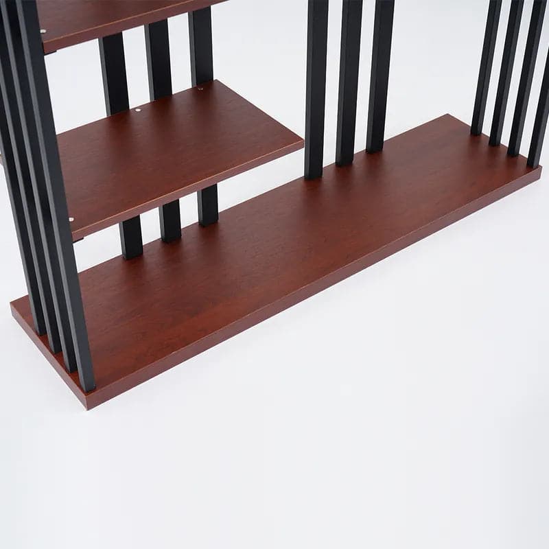 Industrial Black Walnut Etagere Bookshelf Display Shelving Tall Book Shelf in Steel