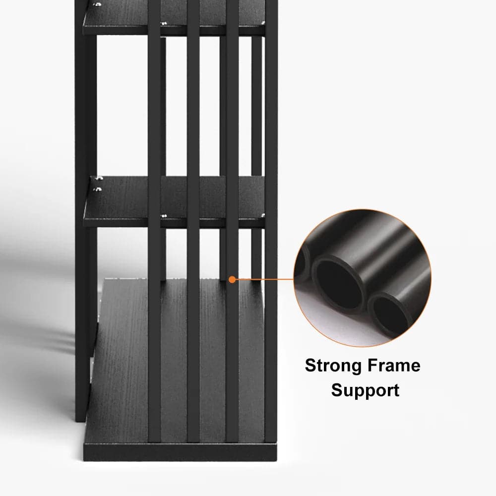 Étagère moderne en acier de 78 pouces, présentoir à 6 étagères en noir, grande étagère à livres