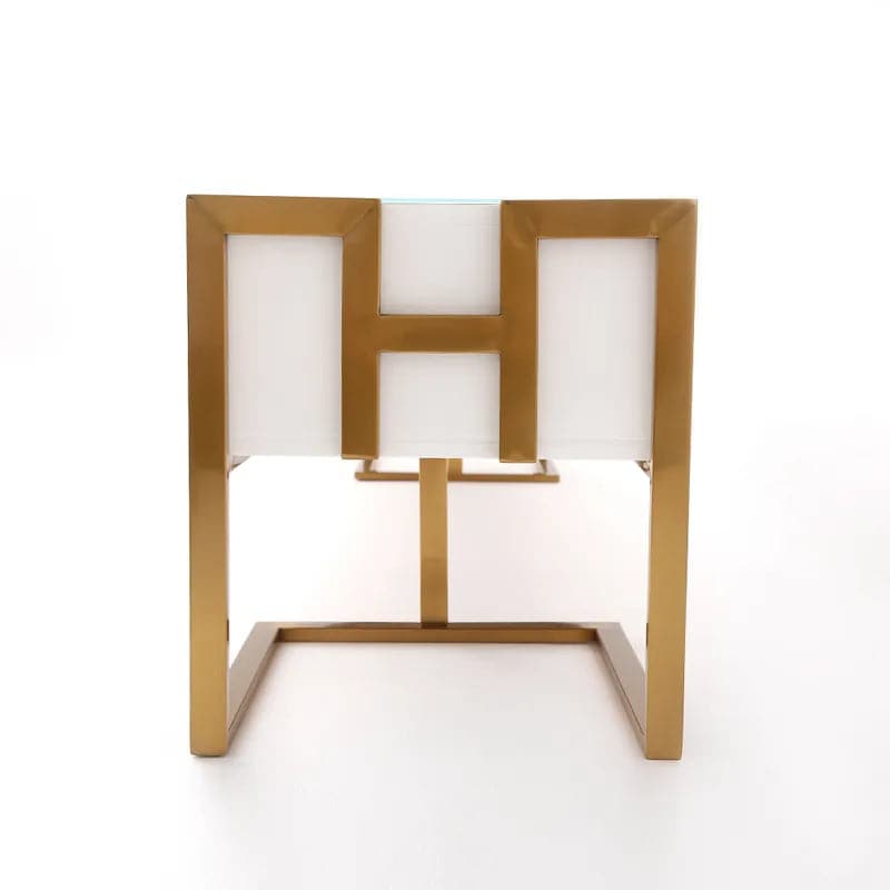 Meuble TV moderne Jocise blanc et or, console multimédia à 3 tiroirs