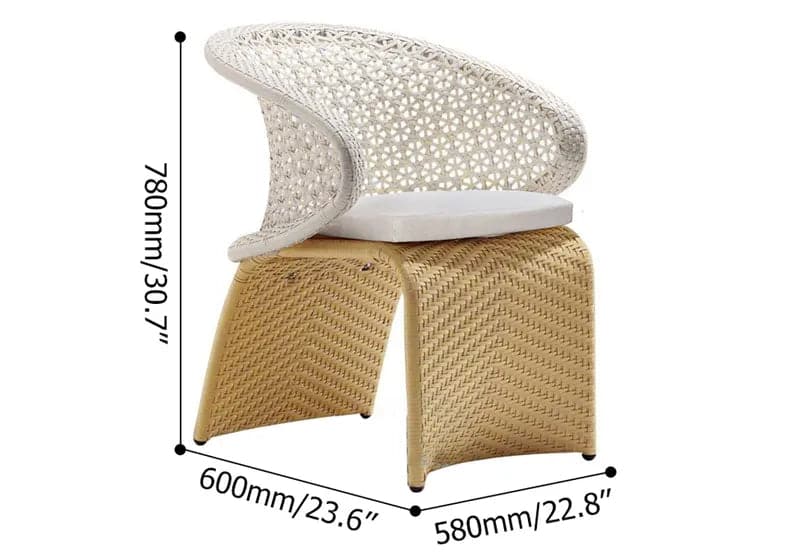 Ensemble de salle à manger d'extérieur traditionnel en aluminium, 7 pièces, avec Table ovale en verre, fauteuil en rotin