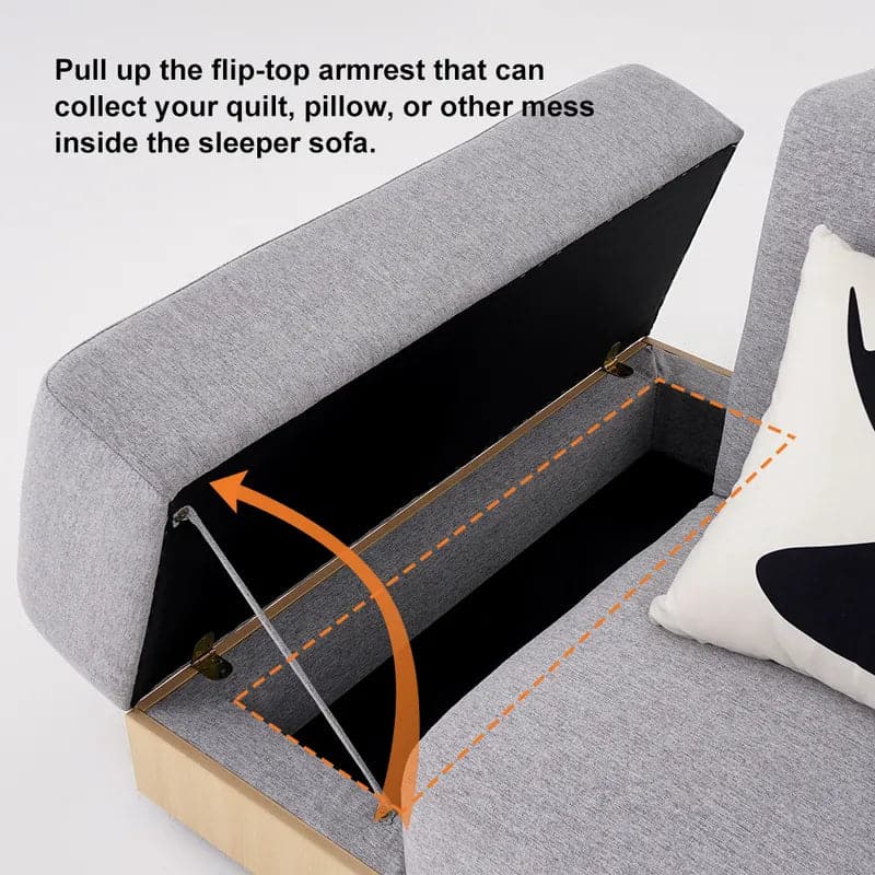 80.7" Gray/White Modern Full Sleeper Convertible Sofa with Storage