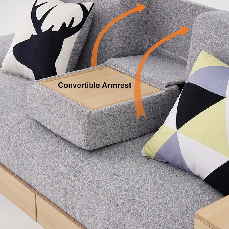 80.7" Gray/White Modern Full Sleeper Convertible Sofa with Storage