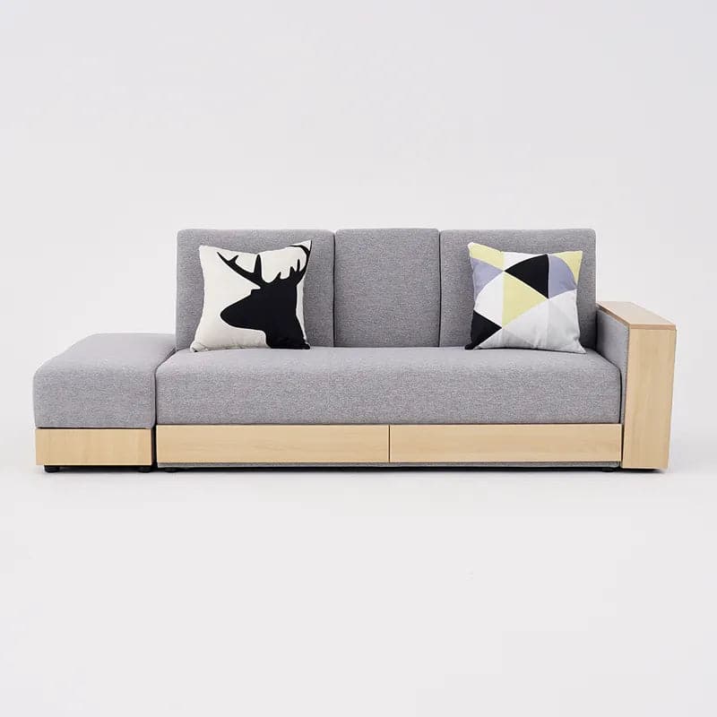 80.7" Gray/White Modern Full Sleeper Convertible Sofa with Storage
