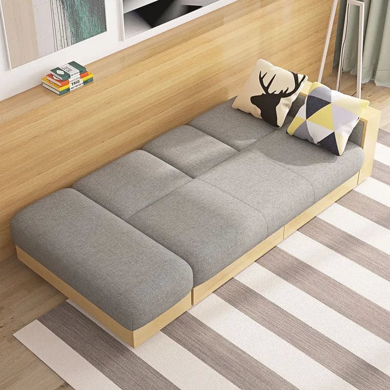 80.7" Gray/White Modern Full Sleeper Convertible Sofa with Storage
