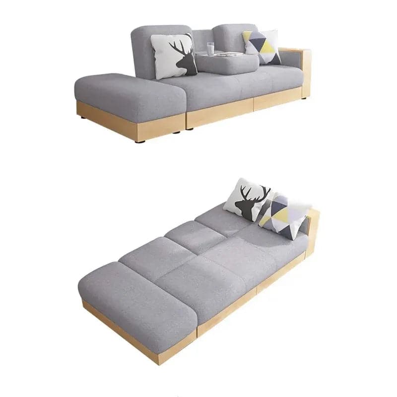80.7" Gray/White Modern Full Sleeper Convertible Sofa with Storage