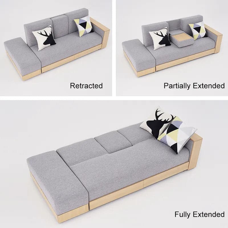 80.7" Gray/White Modern Full Sleeper Convertible Sofa with Storage