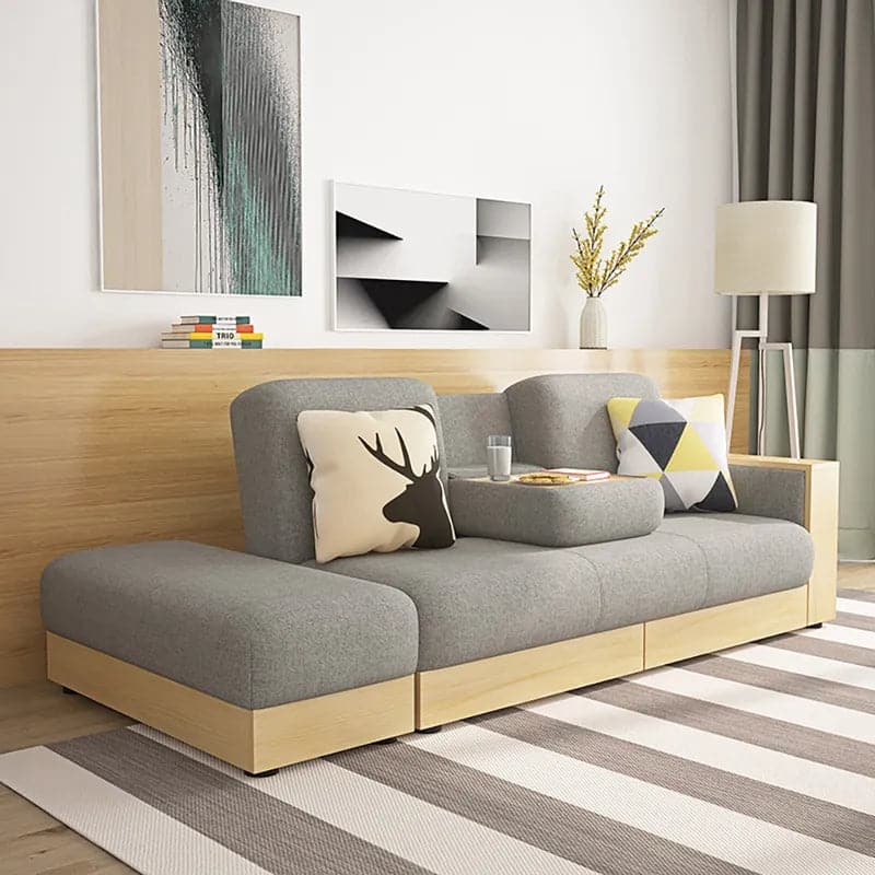 80.7" Gray/White Modern Full Sleeper Convertible Sofa with Storage