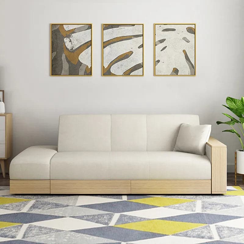 80.7" Gray/White Modern Full Sleeper Convertible Sofa with Storage