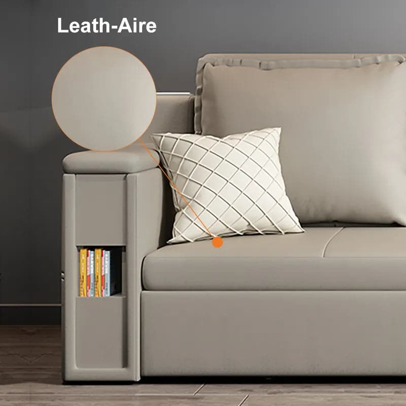 Lit convertible de 82,7 po, canapé-lit double, rangement rembourré Leath-aire avec haut-parleur