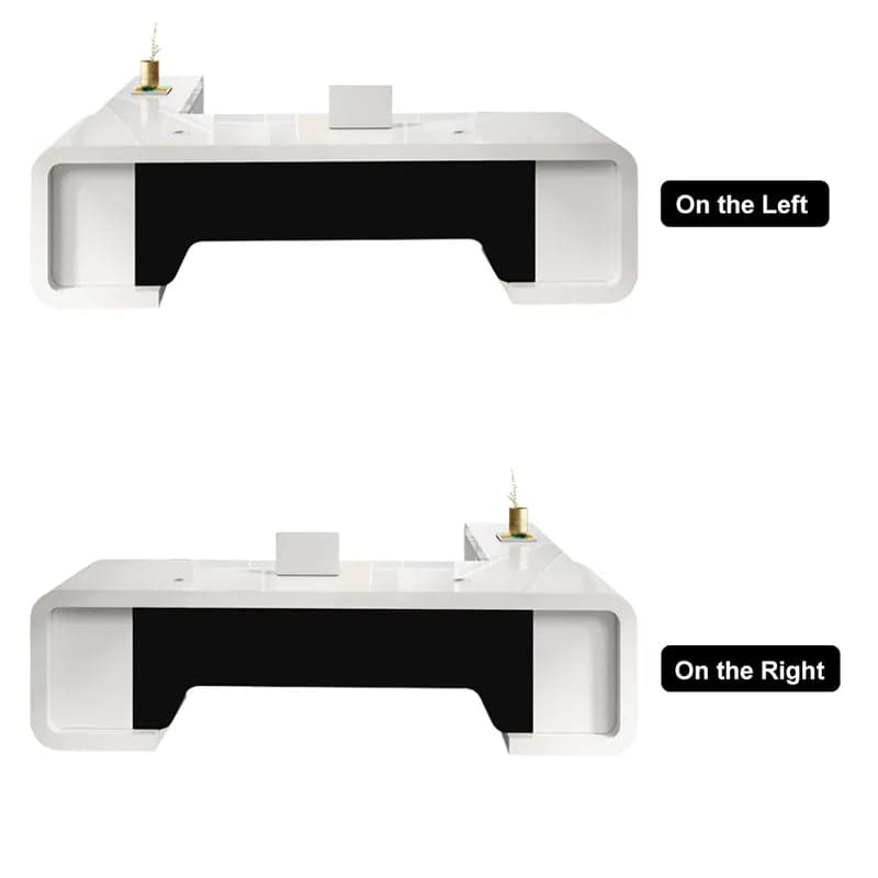94.5 L-Shaped Modern Executive Desk of Left Hand/Right Hand with Drawers in White & Black#Right Hand