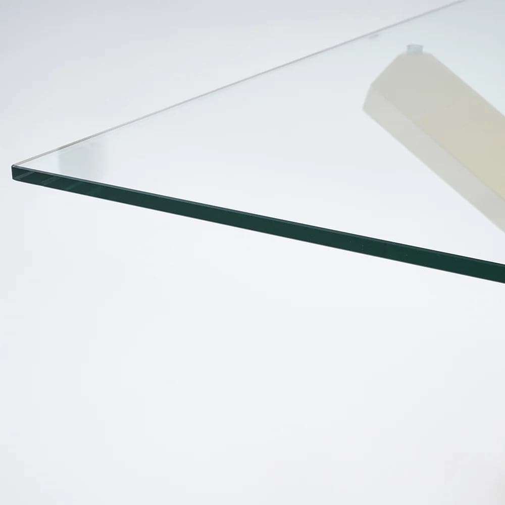 95" Modern Glass Dining Table with Double Pedestal in Gold