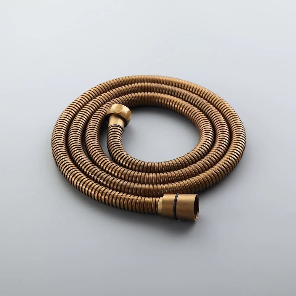 Système de douche mural exposé en laiton antique avec pomme de douche à effet pluie de 8 po et douchette à main