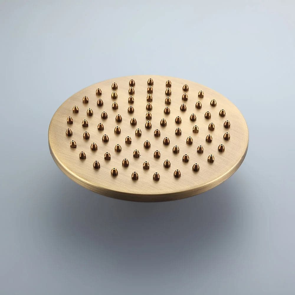 Système de douche mural exposé en laiton antique avec pomme de douche à effet pluie de 8 po et douchette à main