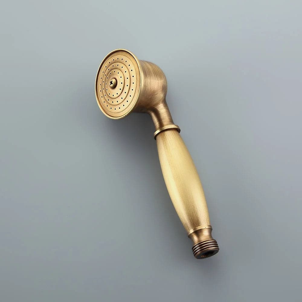 Système de douche mural exposé en laiton antique avec pomme de douche à effet pluie de 8 po et douchette à main