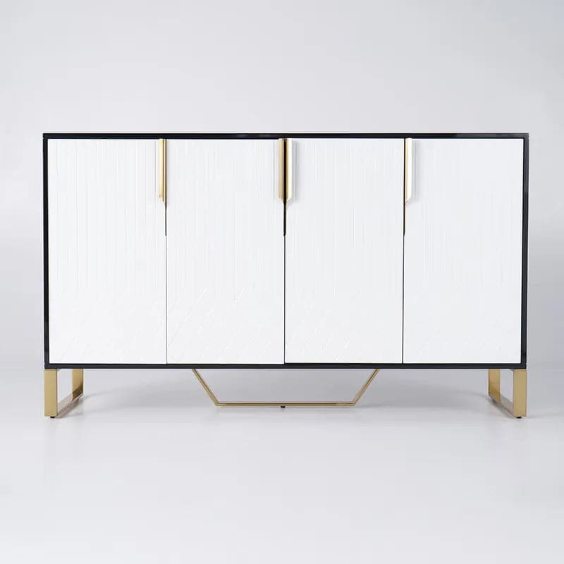 Aro 60 Contemporary Sideboard Buffet 4-Door Sideboard Table Kitchen Buffet Table#White&Black