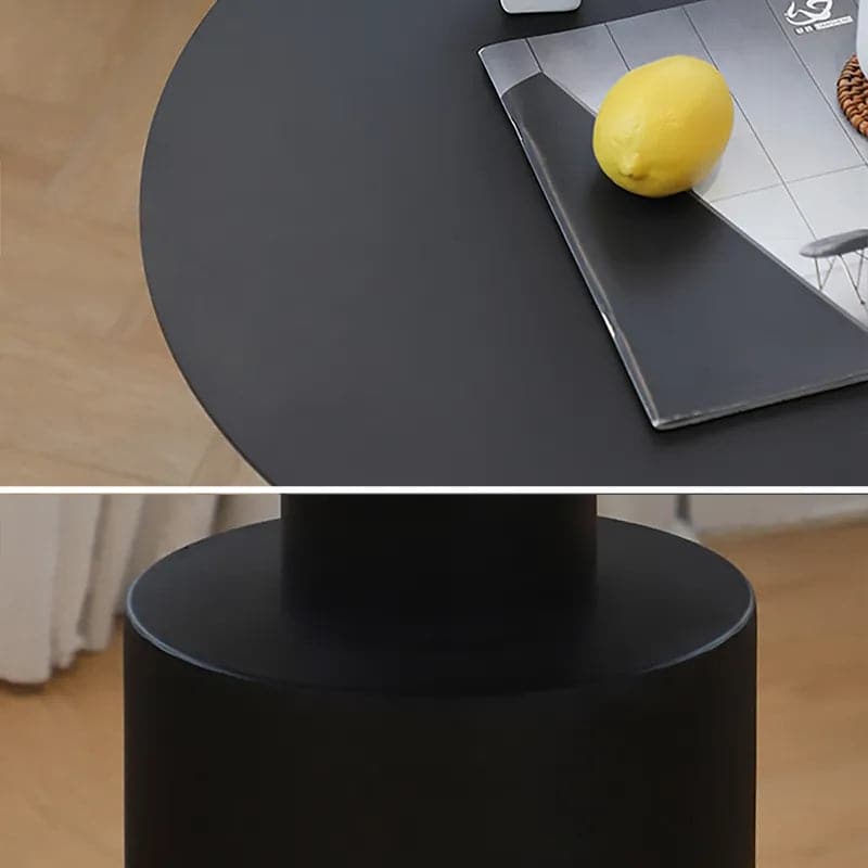 Table basse ronde noire, table d'appoint en métal, ensemble de 2