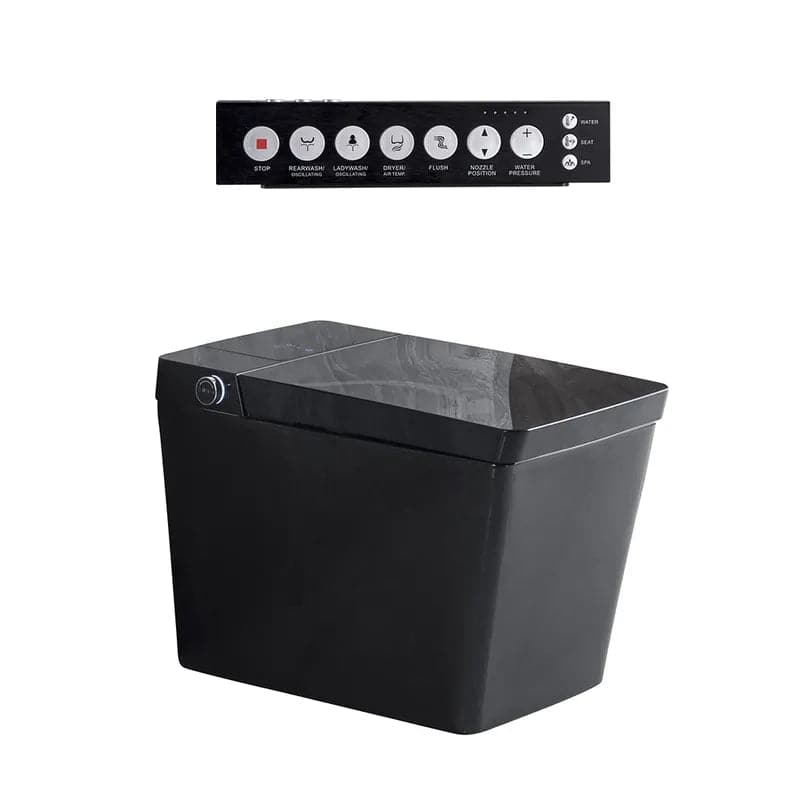 Toilette carrée monobloc intelligente noire avec télécommande et couvercle automatique