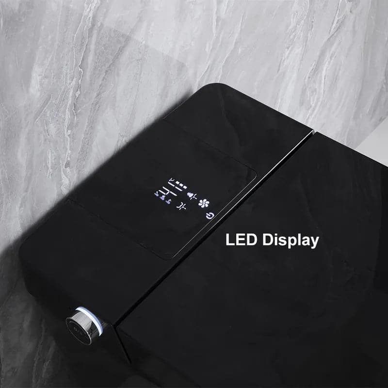 Toilette carrée monobloc intelligente noire avec télécommande et couvercle automatique