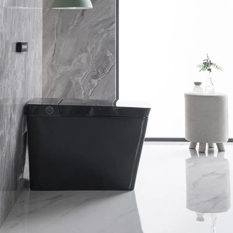 Toilette carrée monobloc intelligente noire avec télécommande et couvercle automatique