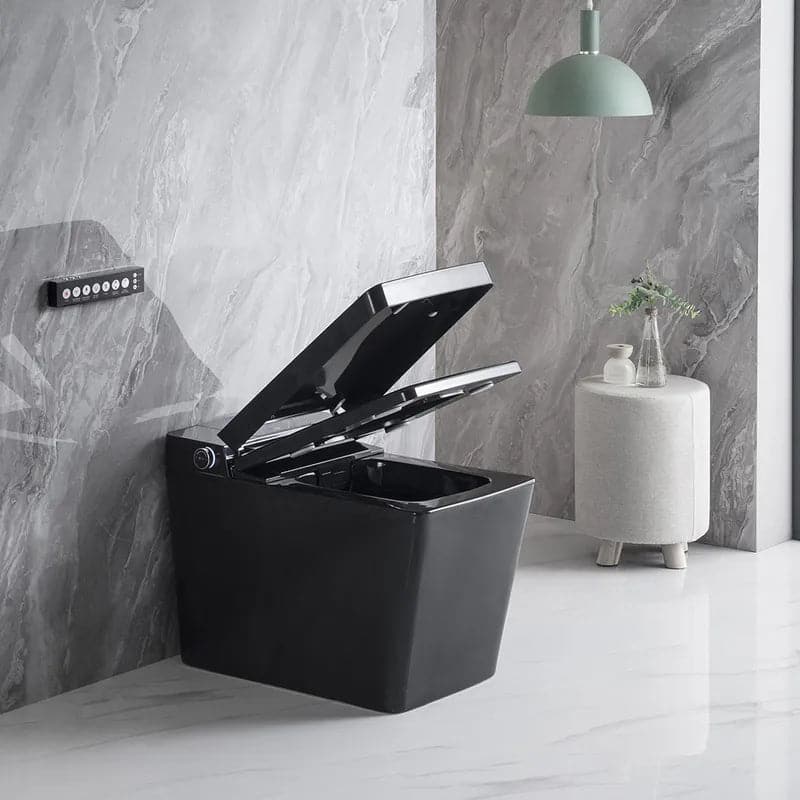 Toilette carrée monobloc intelligente noire avec télécommande et couvercle automatique