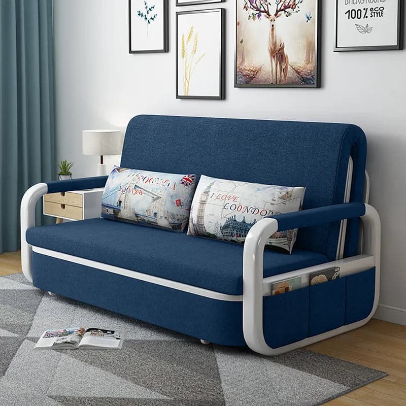 Sleeper Sofa Bed Loveseat Cotton & Linen Upholstered with Solid Wood Frame