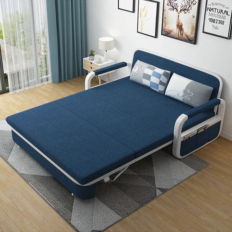 Sleeper Sofa Bed Loveseat Cotton & Linen Upholstered with Solid Wood Frame