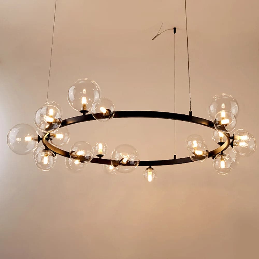 Bubi Modern Black Glass Bubble Chandelier 15/24-Light for Living Room and Dining Room#24-Light
