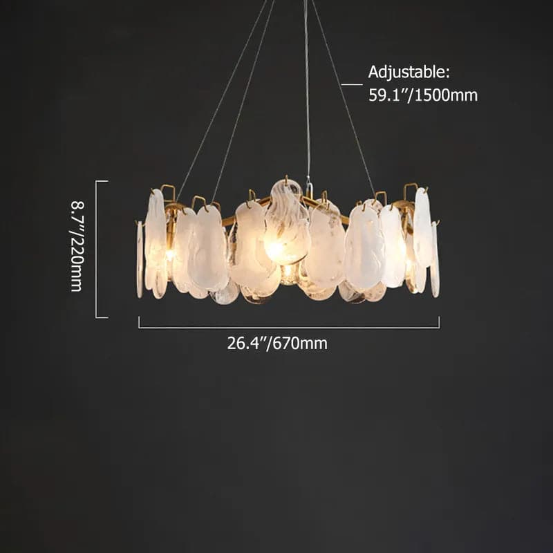 Lustre moderne en verre nuage à 6 lumières avec câbles réglables