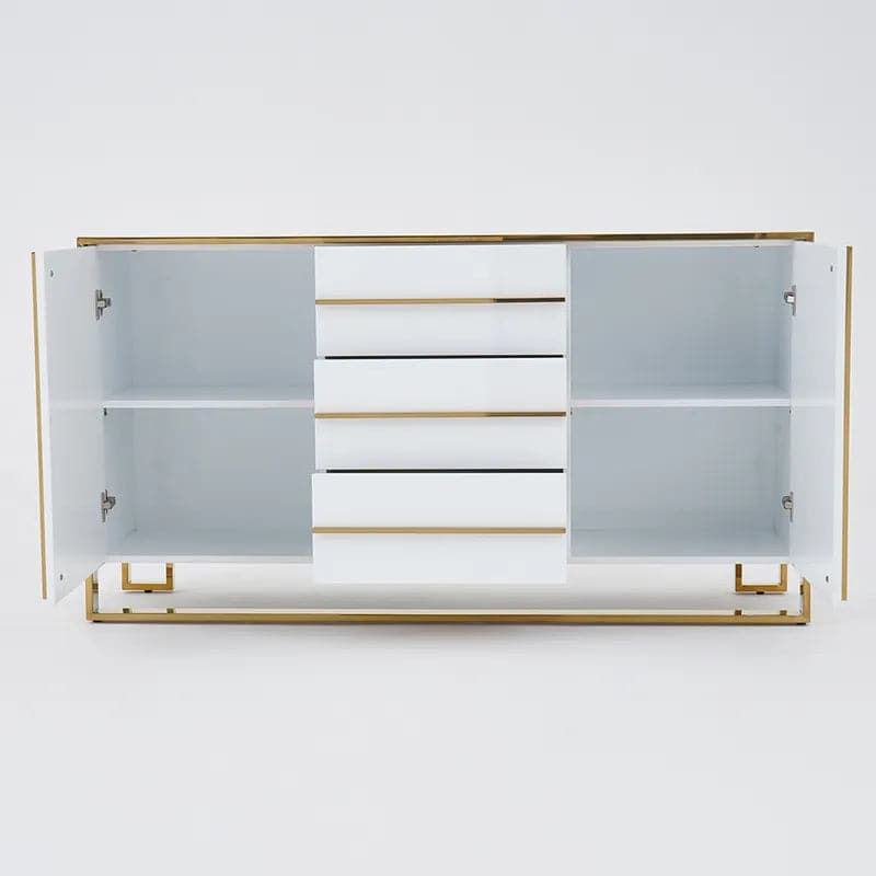 59" Glossy White Buffet & Sideboard with 3 Drawers & 2 Doors