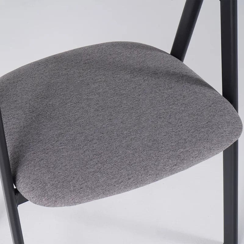 Gray Linen Upholstered Dining Chair Curved Back Chair