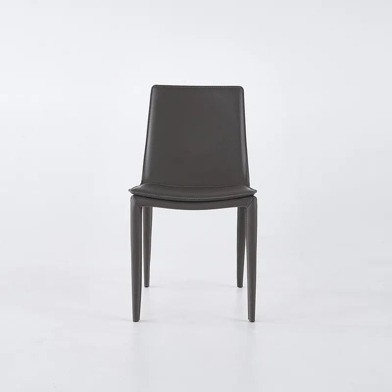 Gray Saddle Leather Upholstered High Back Dining Chair (Set of 2)