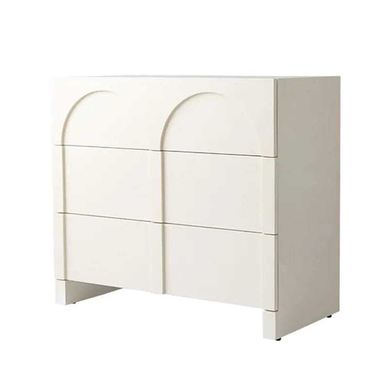 Japandi Commode Blanc Crème Nordic Arch Commode 3 Tiroirs Armoire de Rangement