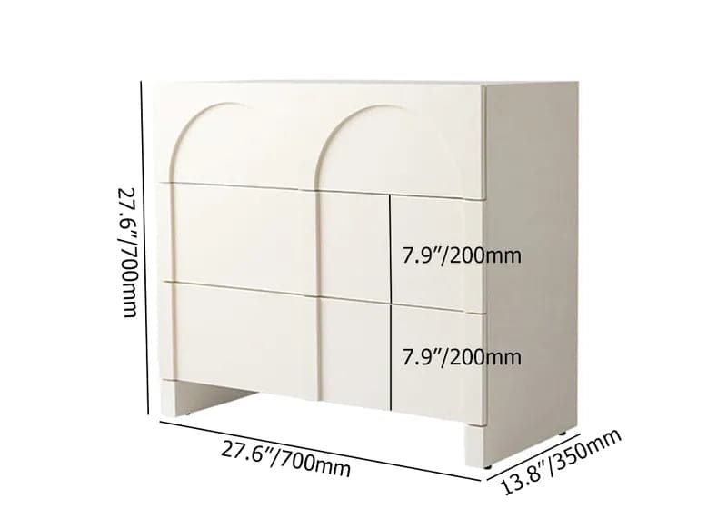 Japandi Commode Blanc Crème Nordic Arch Commode 3 Tiroirs Armoire de Rangement
