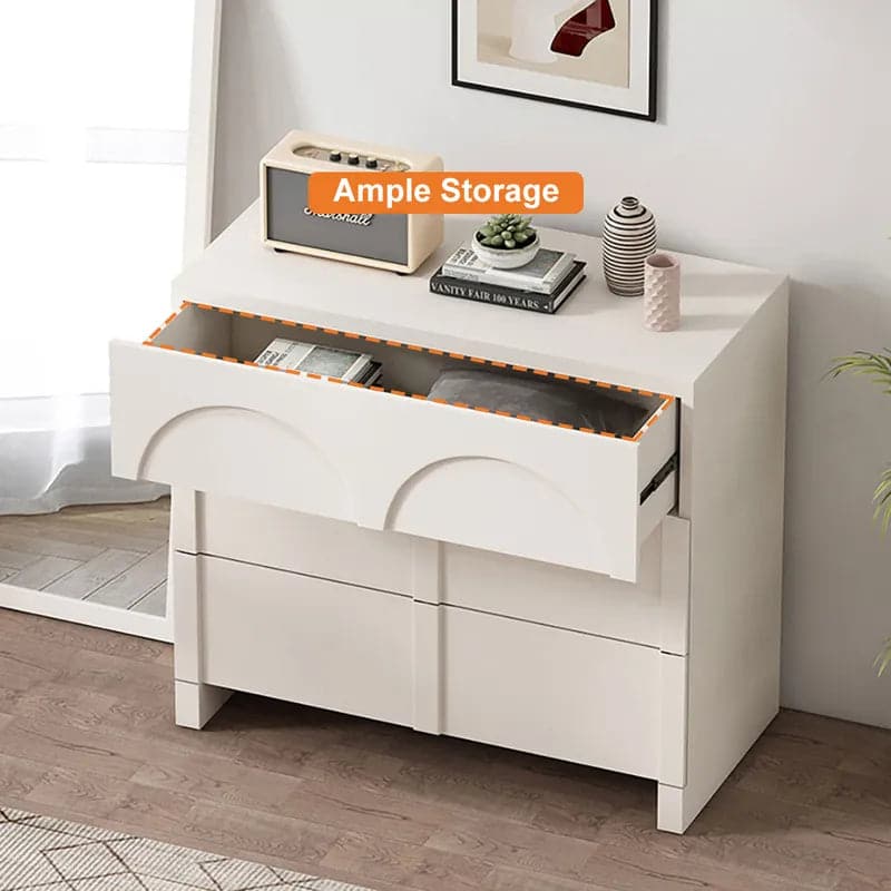 Japandi Commode Blanc Crème Nordic Arch Commode 3 Tiroirs Armoire de Rangement