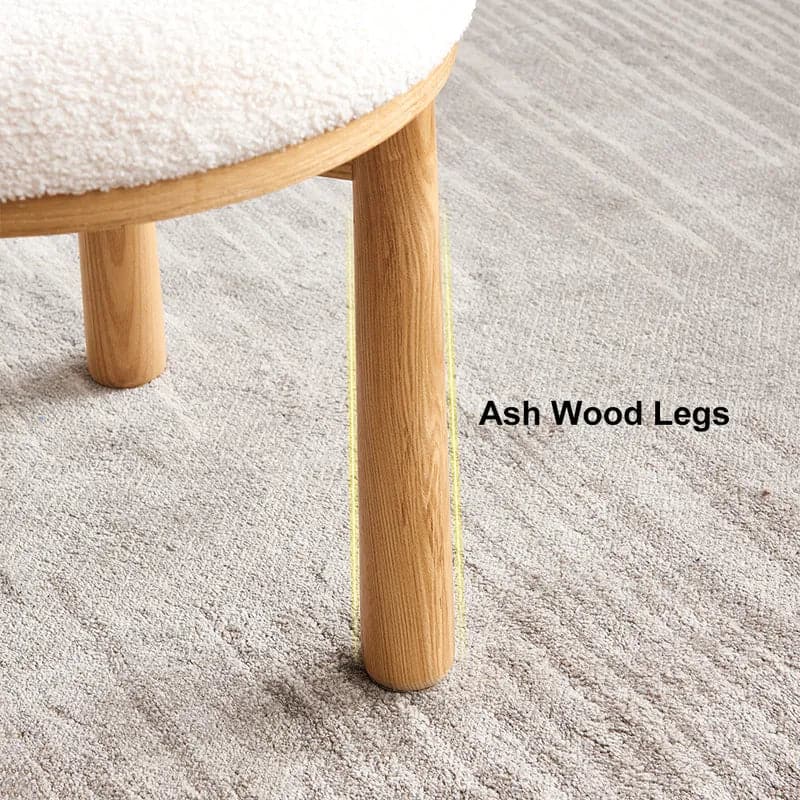 Japandi Boucle Blanche Chaise de Salle à Manger Chaise d'Appoint Pieds en Bois Naturel