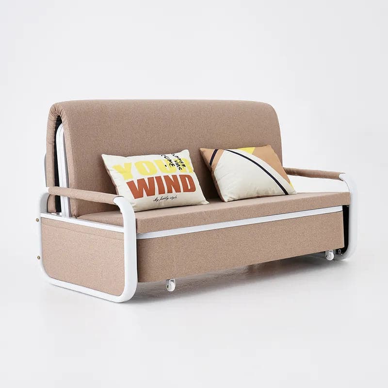 Sleeper Sofa Bed Loveseat Cotton & Linen Upholstered with Solid Wood Frame