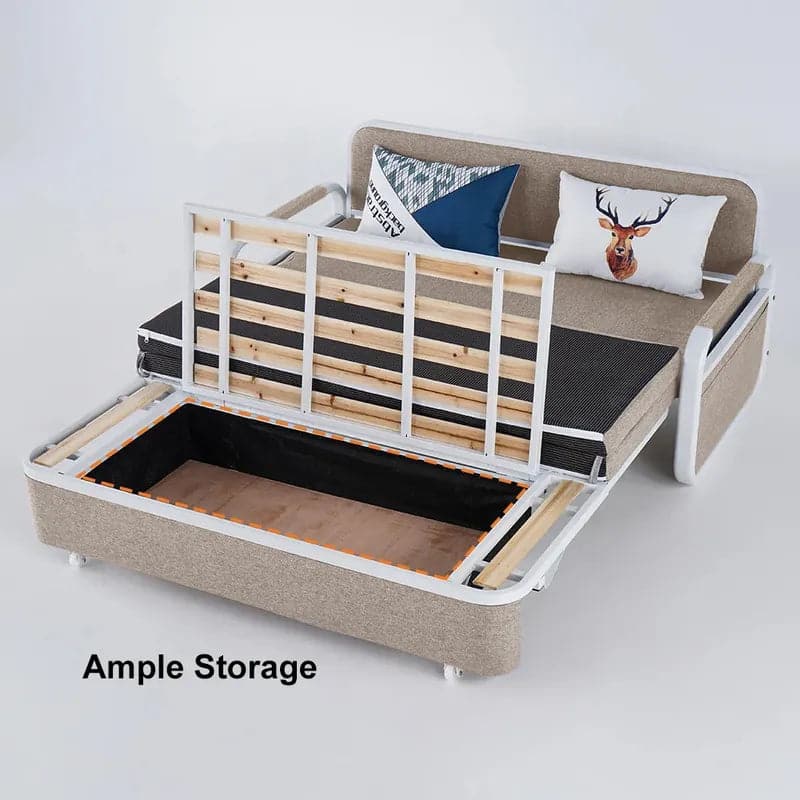 Sleeper Sofa Bed Loveseat Cotton & Linen Upholstered with Solid Wood Frame